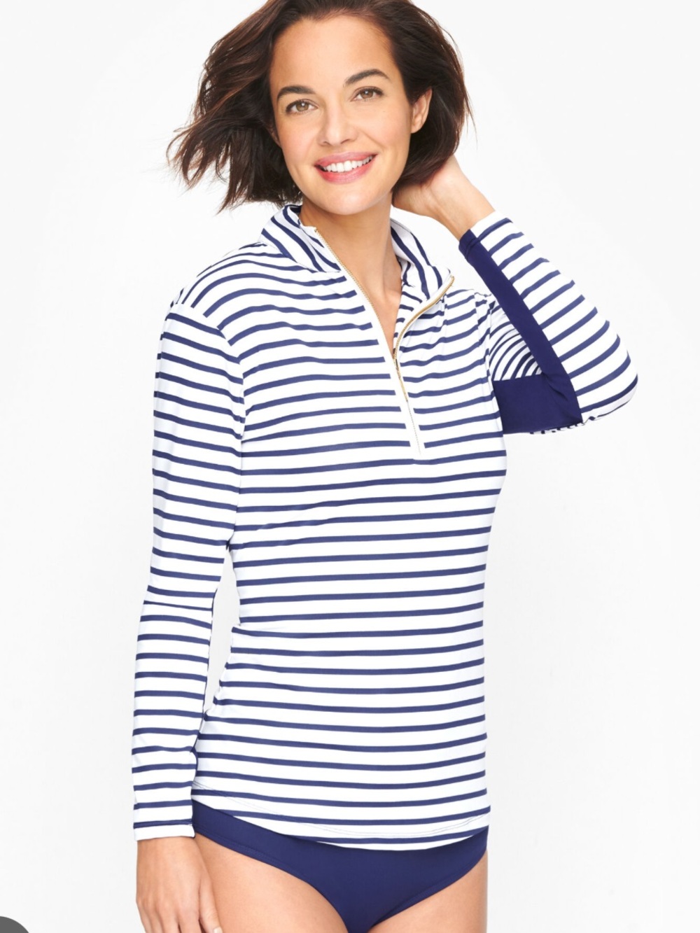 {Talbots} Cabana Life Sun & Swim 1/4 zip Pullover Long sleeve Quick Dry Top - Picture 3 of 7